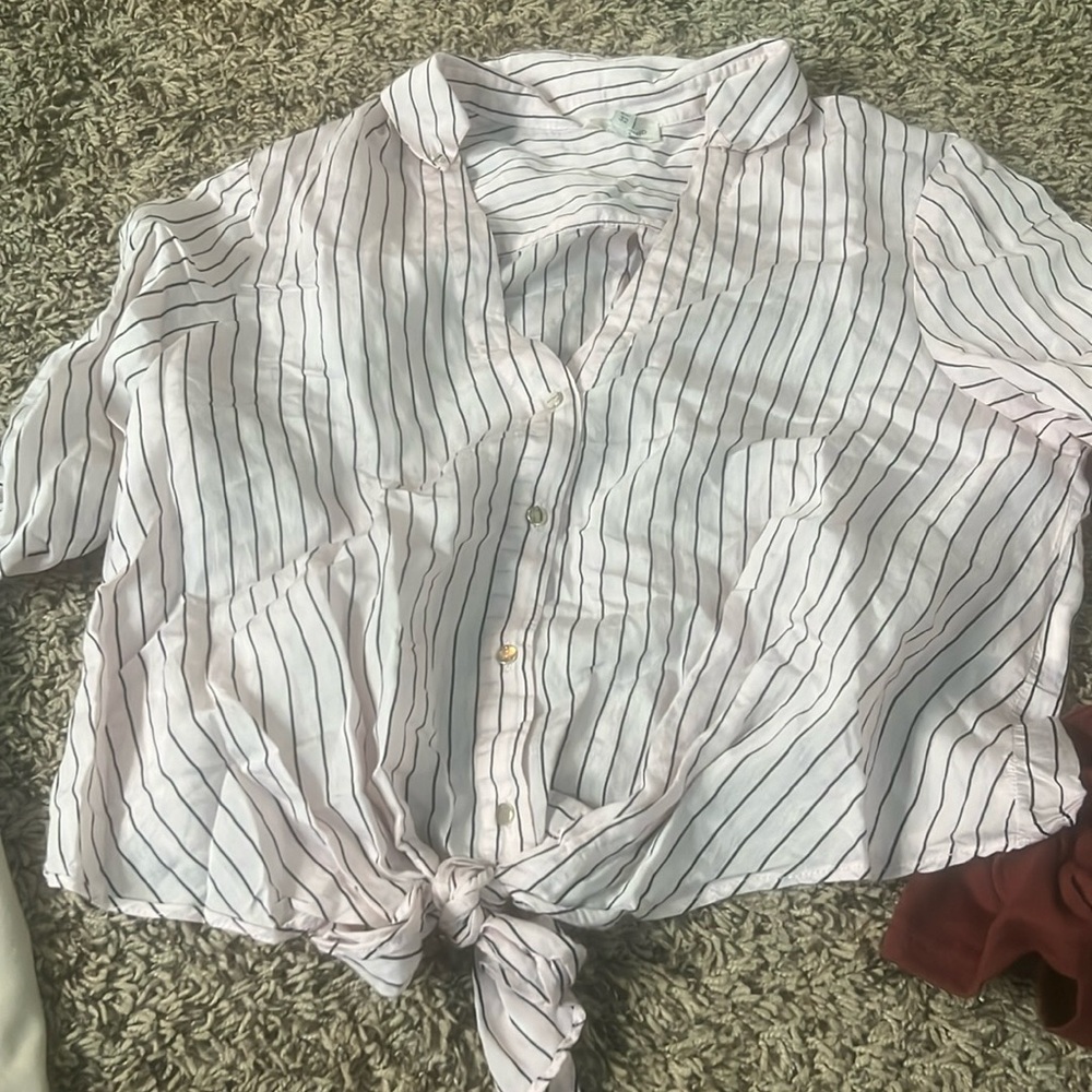 cute pink and black lined blouse